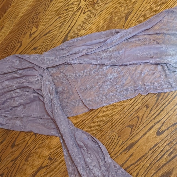 Haute Monde dusty purple lace semi sheer lace boho festival maxi dress NWT Sz M - Picture 4 of 4